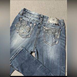 Miss Me Jeans Womens 31x33 Blue Medium Wash Denim Mid Rise Easy Straight